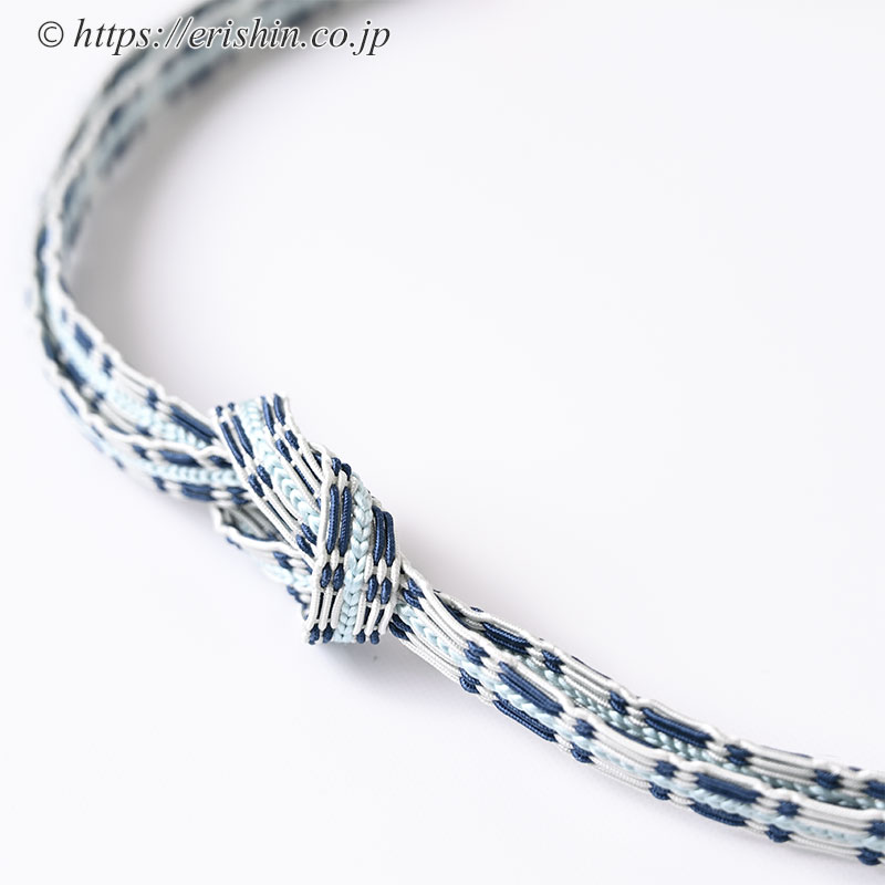 帯締め　綾竹段レース組（特甲レース/縹色×秘色色）[夏・単衣向]
