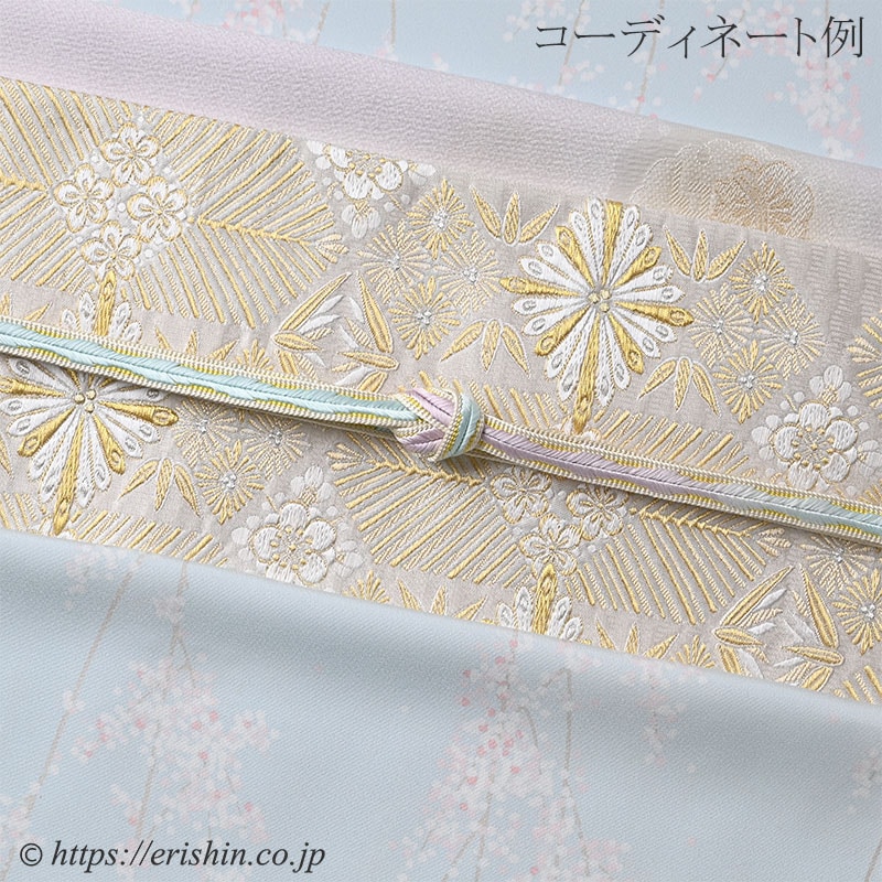 帯揚げ（雪輪重ねに宝尽くし/淡薄紅藤色）加藤萬『着物・呉服