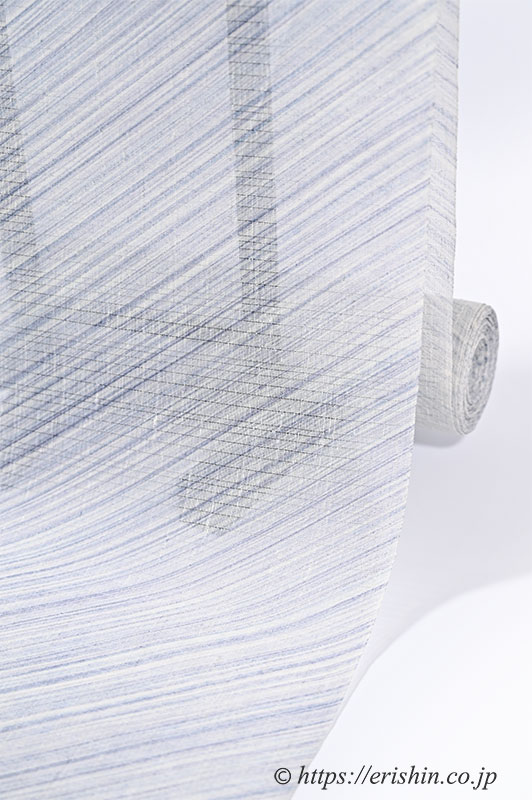 夏小紋(しけ引き/浅縹のゆらめき・絽紬地)