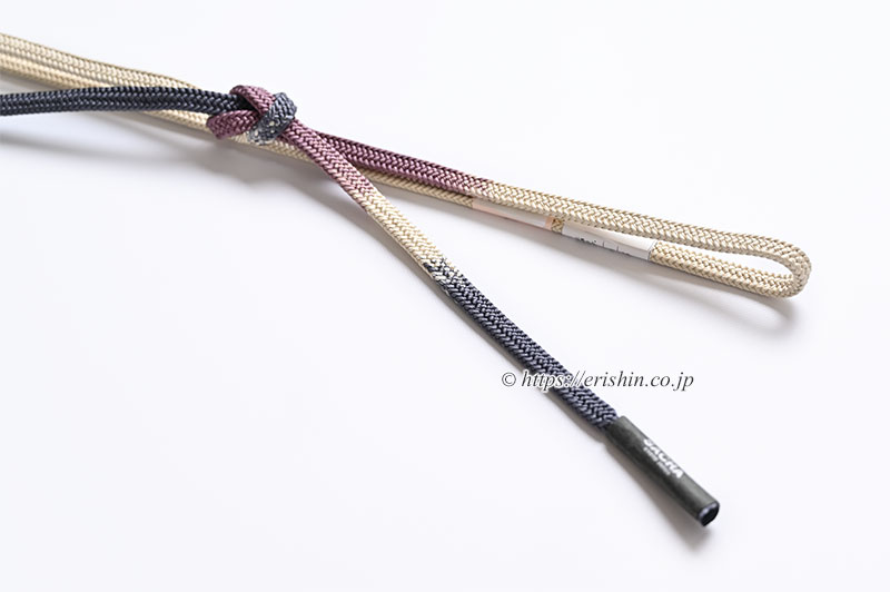 帯締め 平唐組(白茶色に桔梗鼠と小豆茶色)