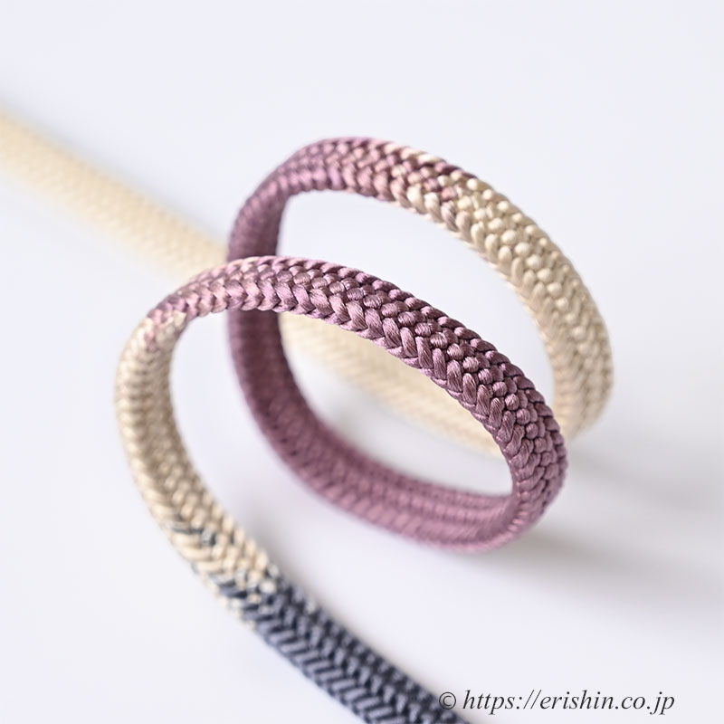 帯締め 平唐組(白茶色に桔梗鼠と小豆茶色)