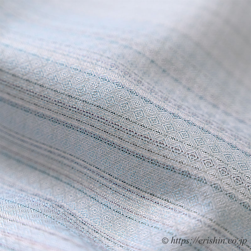 下井伸彦 下井紬・熨斗目調絵羽(白菫色に濃淡の藍/まるまなこ織)