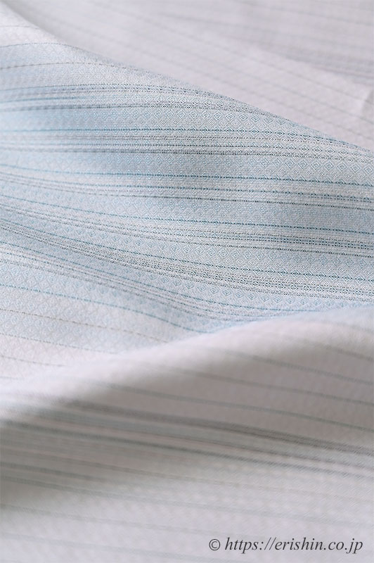下井伸彦 下井紬・熨斗目調絵羽(白菫色に濃淡の藍/まるまなこ織)