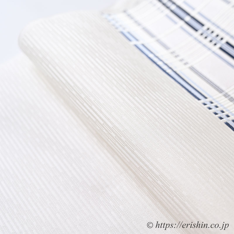 美術工芸 啓 九寸織名古屋帯(錦熨斗目/深縹色を中心に水色を添えて) ※お値段は、お問い合わせ下さい。