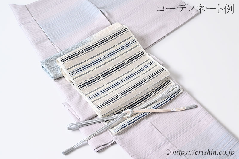 美術工芸 啓 九寸織名古屋帯(錦熨斗目/深縹色を中心に水色を添えて) ※お値段は、お問い合わせ下さい。