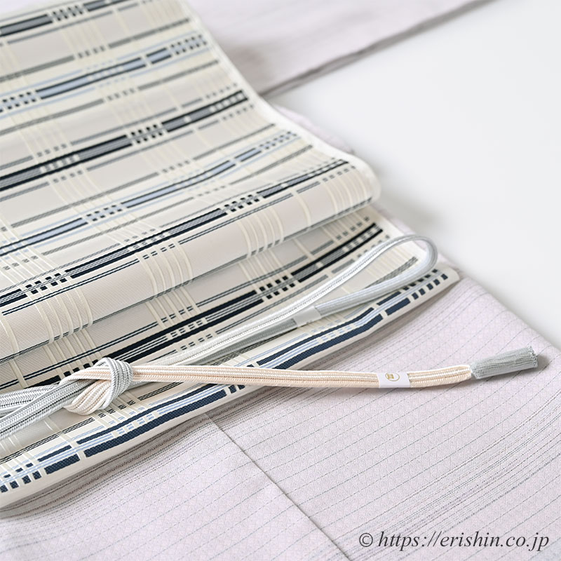 帯締め 畝打組(淡い桜色×白銅色)