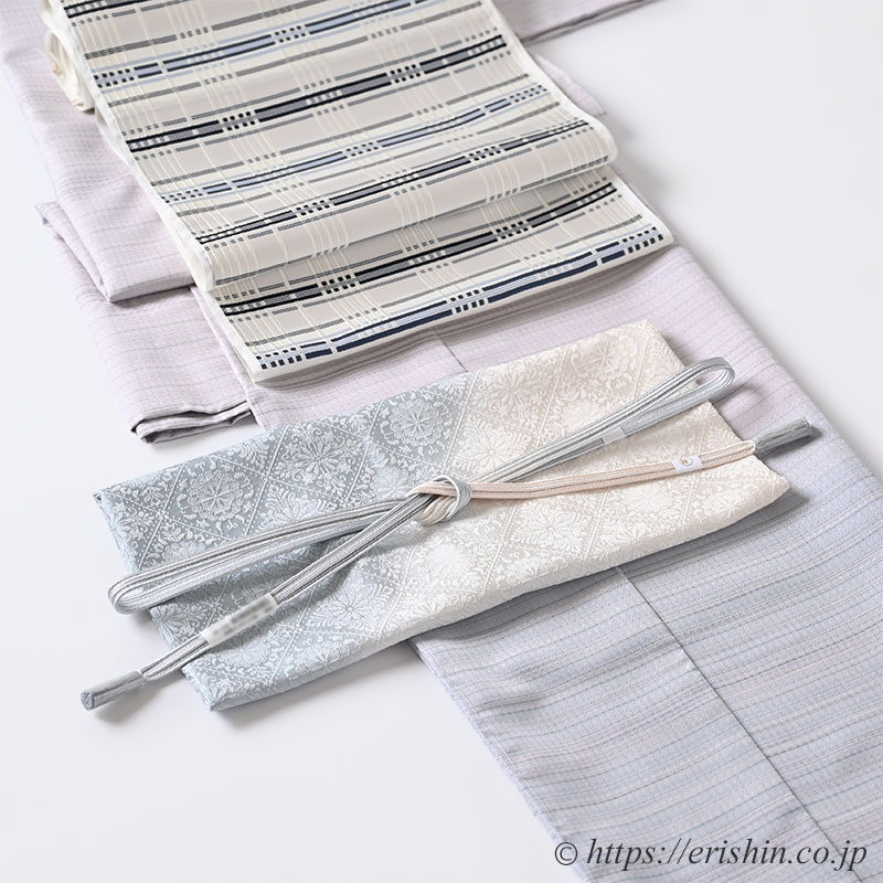 帯締め 畝打組(淡い桜色×白銅色)