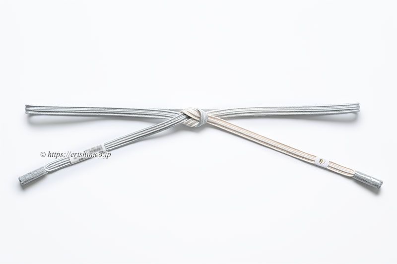 帯締め 畝打組(淡い桜色×白銅色)渡敬「着物と帯・呉服えり新」