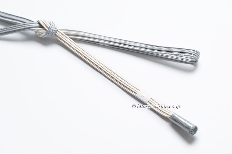 帯締め 畝打組(淡い桜色×白銅色)