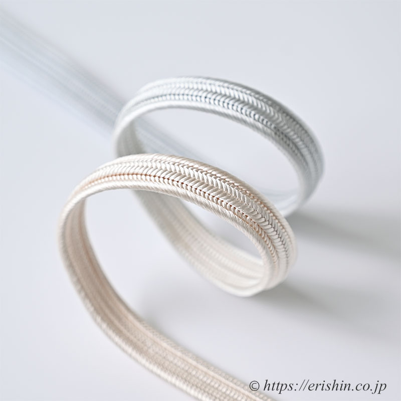 帯締め 畝打組(淡い桜色×白銅色)