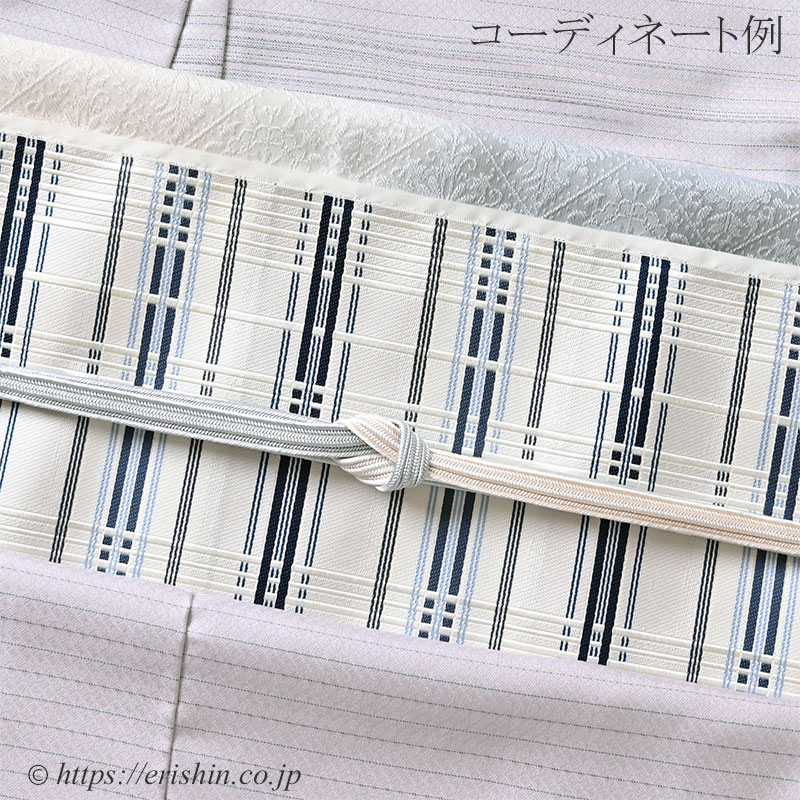 帯締め 畝打組(淡い桜色×白銅色)