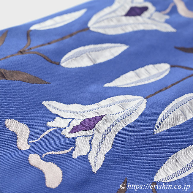 洛風林 九寸織名古帯（百合文/群青色）洛風林『着物・呉服えり新』