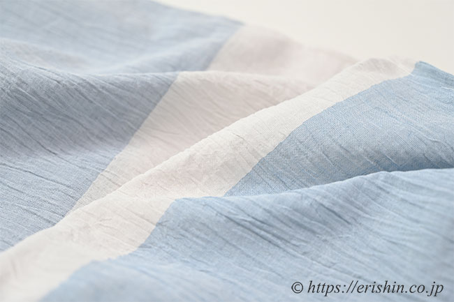 おでかけ縮木綿(熨斗目/空色鼠×淡白鼠×秘色色)【えり新オリジナル】