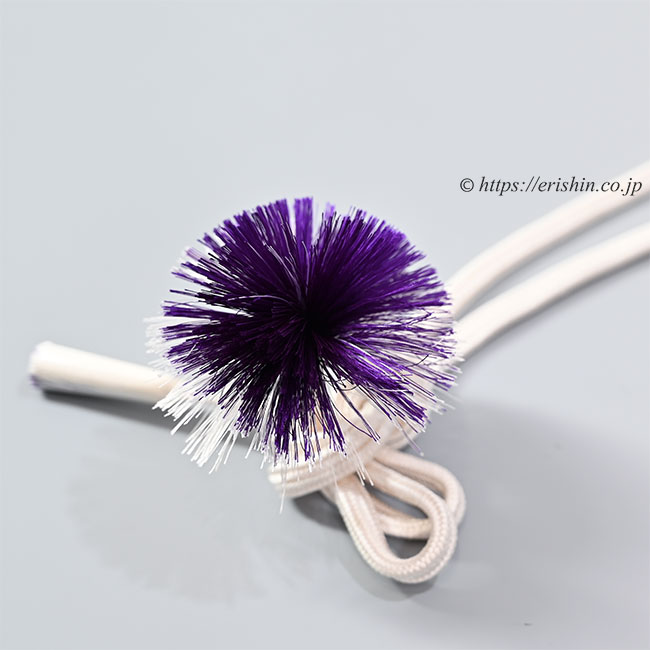 帯締め ゆるぎ組/冠組・白(房深紫入り)