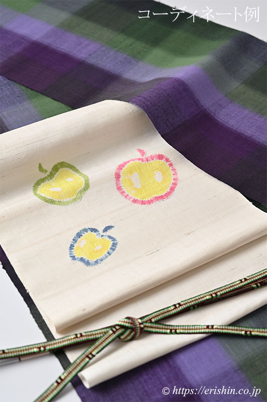 森健持 染名古屋帯(りんごです・辻ケ花/紬地)