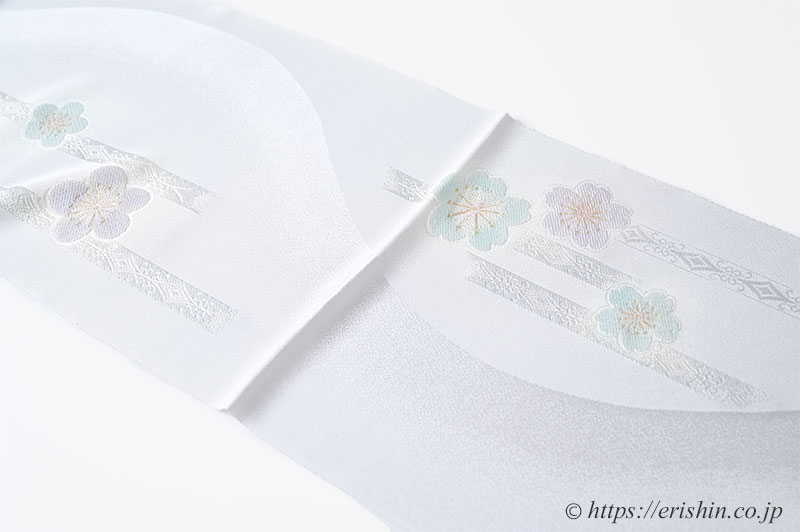 帯揚げ(有職霞に桜/白銅色)