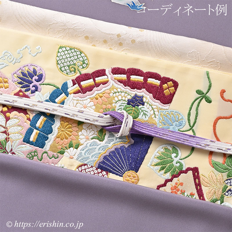 帯締め 貝の口雲型（藤紫）龍工房『着物・呉服えり新』