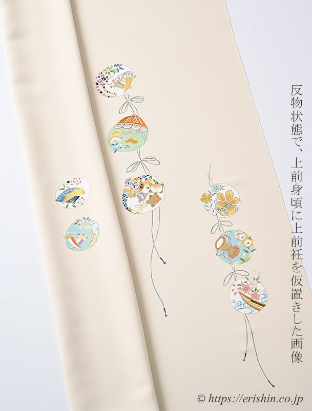 付下(宝尽くし四季丸文紐繋ぎ/練色)