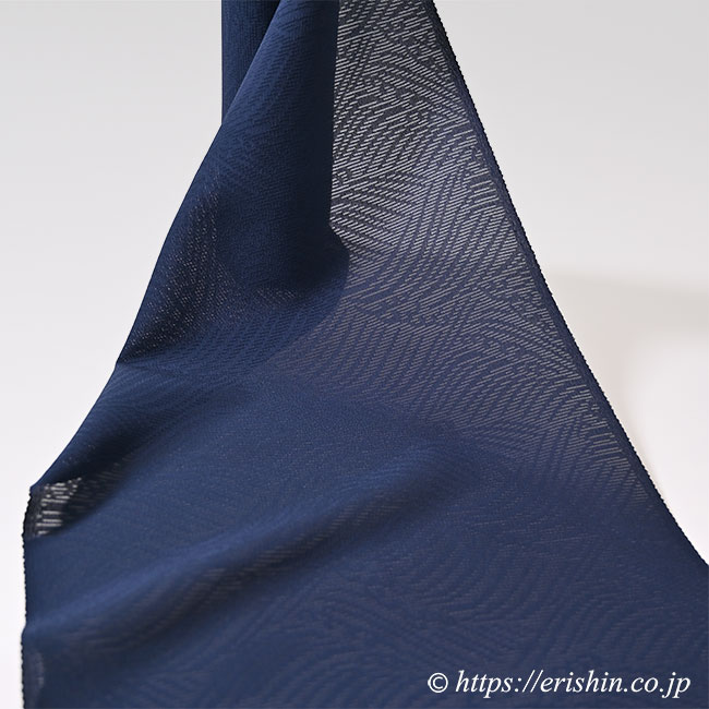 夏無地(波間に波頭/紋絽・濃紺色)