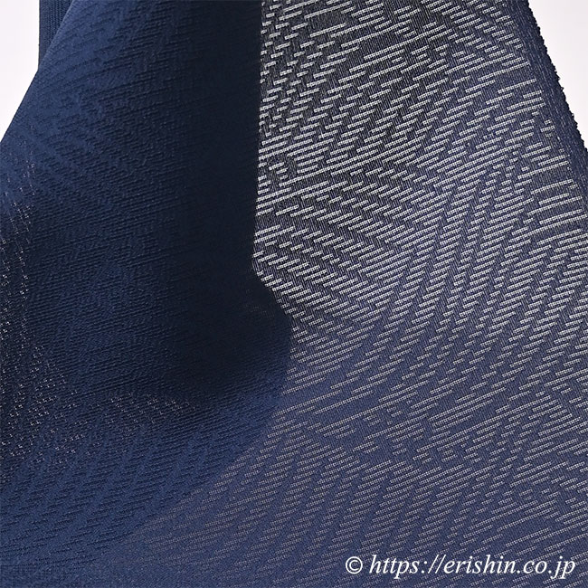 夏無地(波間に波頭/紋絽・濃紺色)