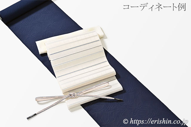 夏無地(波間に波頭/紋絽・濃紺色)