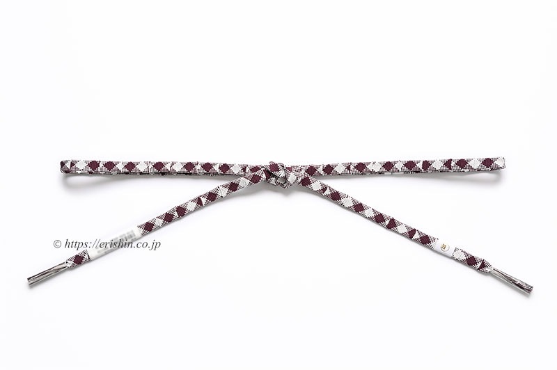 帯締め 内記組(ダイヤ柄/白×葡萄茶)渡敬「着物と帯・呉服えり新」