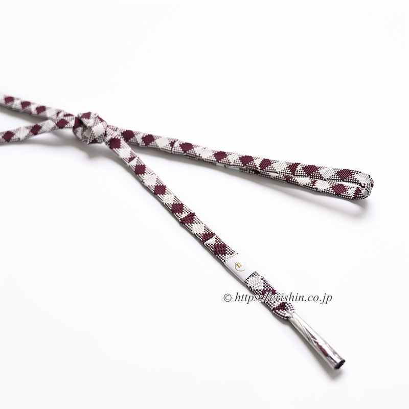帯締め 内記組(ダイヤ柄/白×葡萄茶)