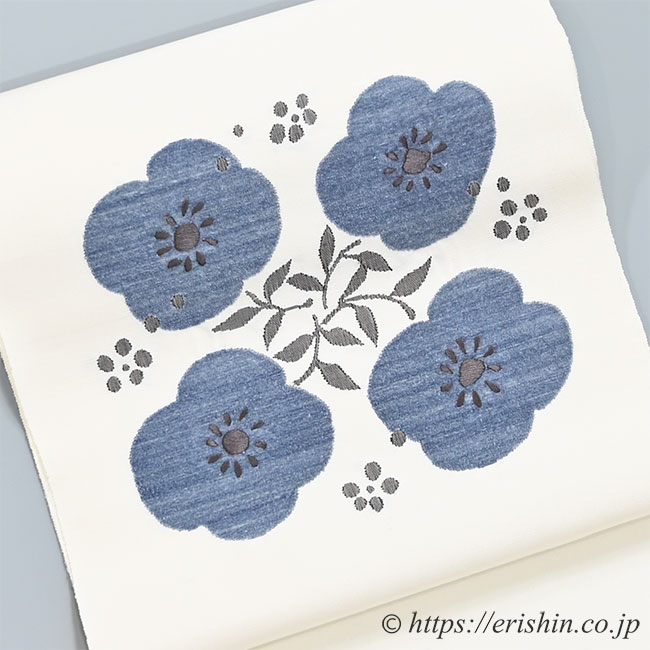 夢訪庵 九寸織名古屋帯(四方花文)