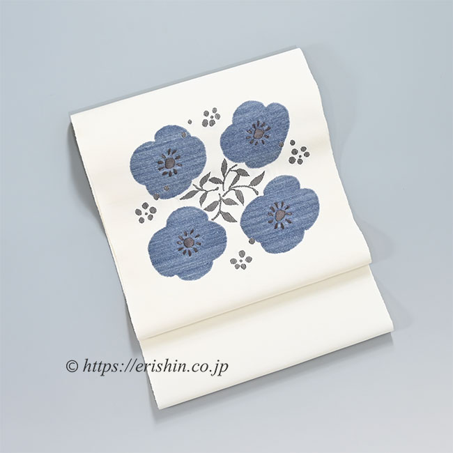 夢訪庵 九寸織名古屋帯(四方花文)