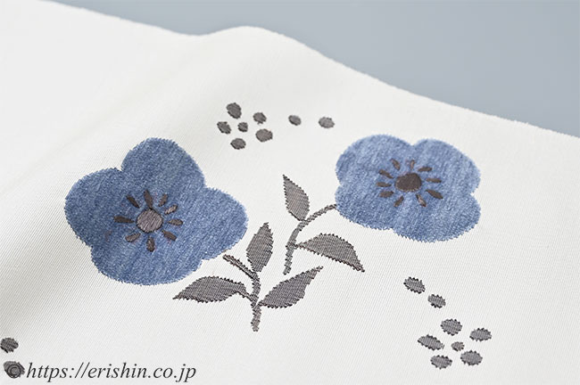 夢訪庵 九寸織名古屋帯(四方花文)