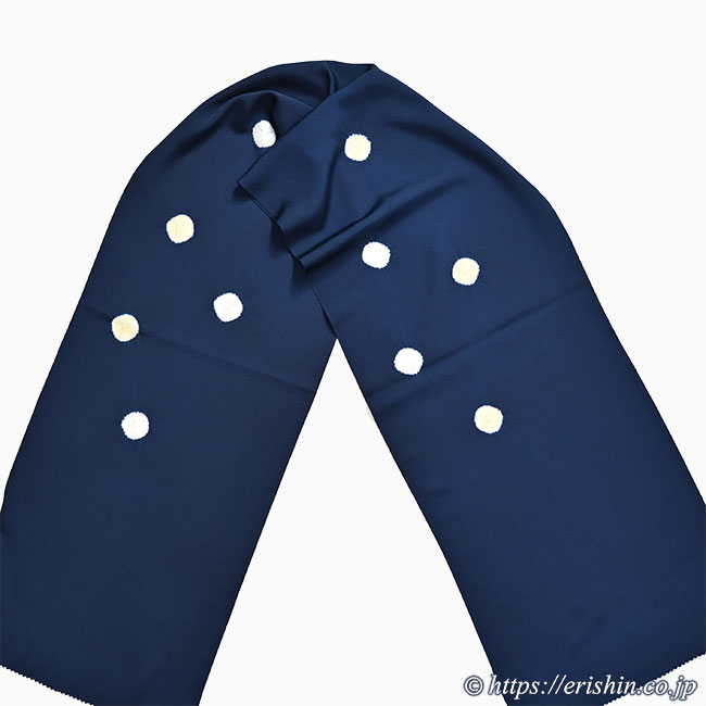 帯揚げ(絞り輪出し兎/鉄紺に白と砥粉色兎・変わり縮緬)