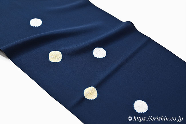 帯揚げ(絞り輪出し兎/鉄紺に白と砥粉色兎・変わり縮緬)