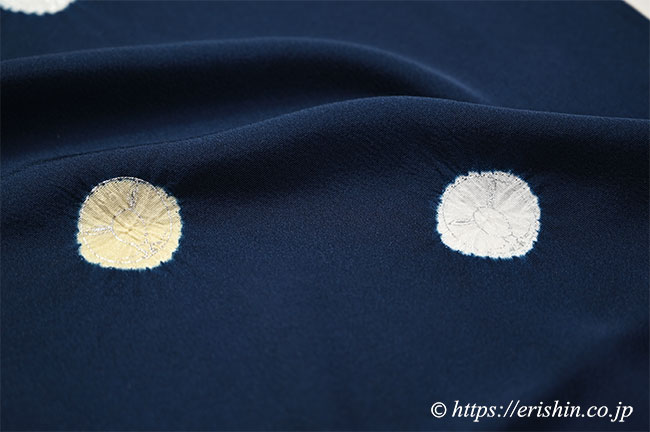 帯揚げ(絞り輪出し兎/鉄紺に白と砥粉色兎・変わり縮緬)