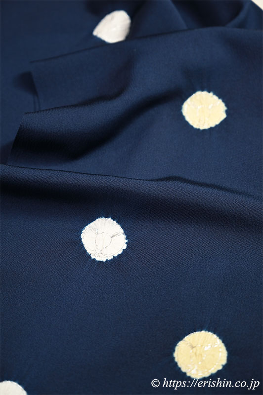 帯揚げ(絞り輪出し兎/鉄紺に白と砥粉色兎・変わり縮緬)