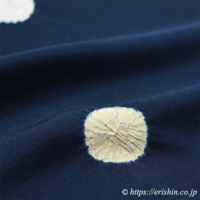 帯揚げ(絞り輪出し兎/鉄紺に白と砥粉色兎・変わり縮緬)