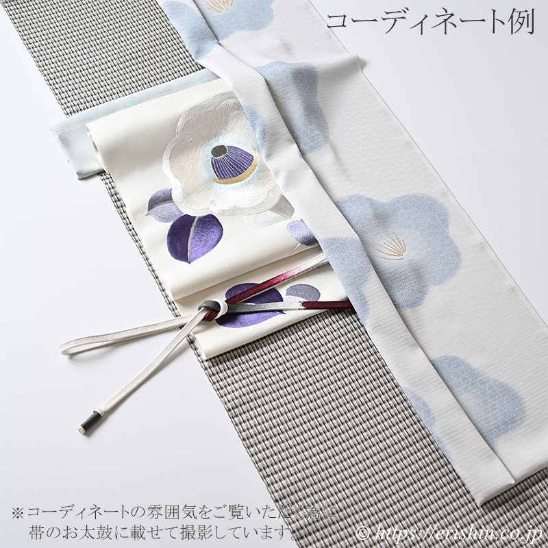 小紋(大椿/空色鼠に薄藍色の椿) ※特別価格