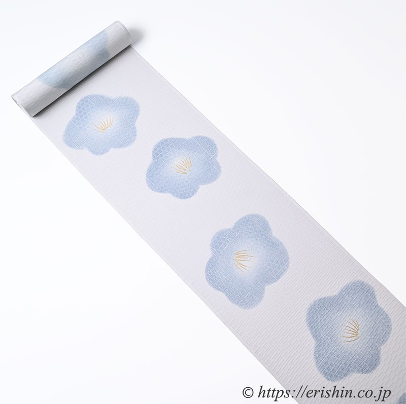 小紋(大椿/空色鼠に薄藍色の椿) ※特別価格