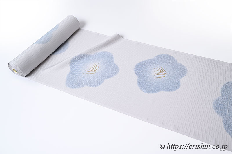 小紋(大椿/空色鼠に薄藍色の椿) ※特別価格