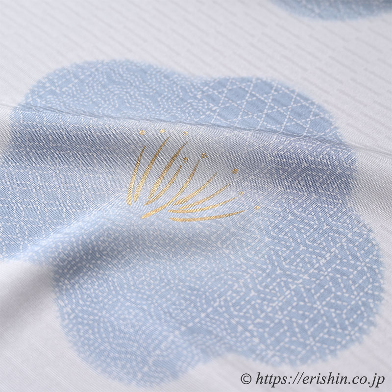 小紋(大椿/空色鼠に薄藍色の椿) ※特別価格