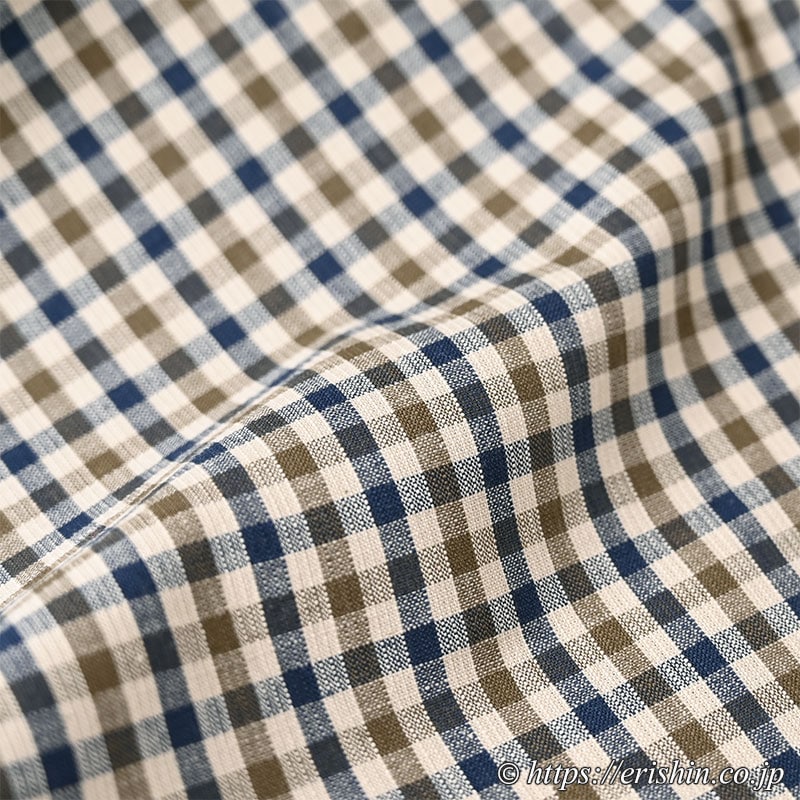 片貝木綿（ブラウンチェック）紺仁『着物・呉服えり新』