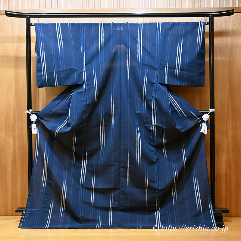 明石縮(乱れ絣/紺色)