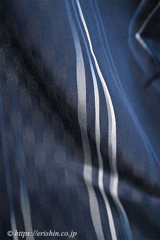 明石縮(乱れ絣/紺色)