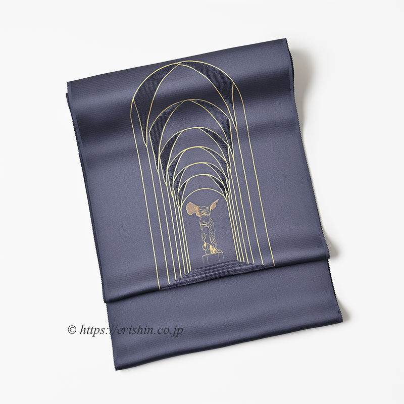 染名古屋帯（聖堂/切りビロード・滅紫〔けしむらさき〕）野口『着物