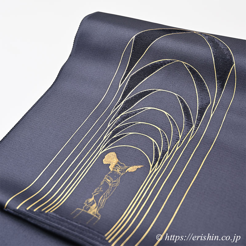 染名古屋帯（聖堂/切りビロード・滅紫〔けしむらさき〕）野口『着物