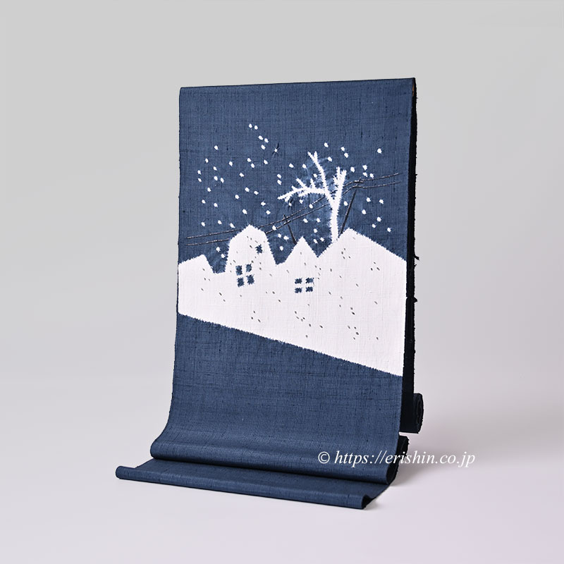 お誂え】森健持 染名古屋帯（吹雪・辻ケ花/紬地）森健持『着物・呉服