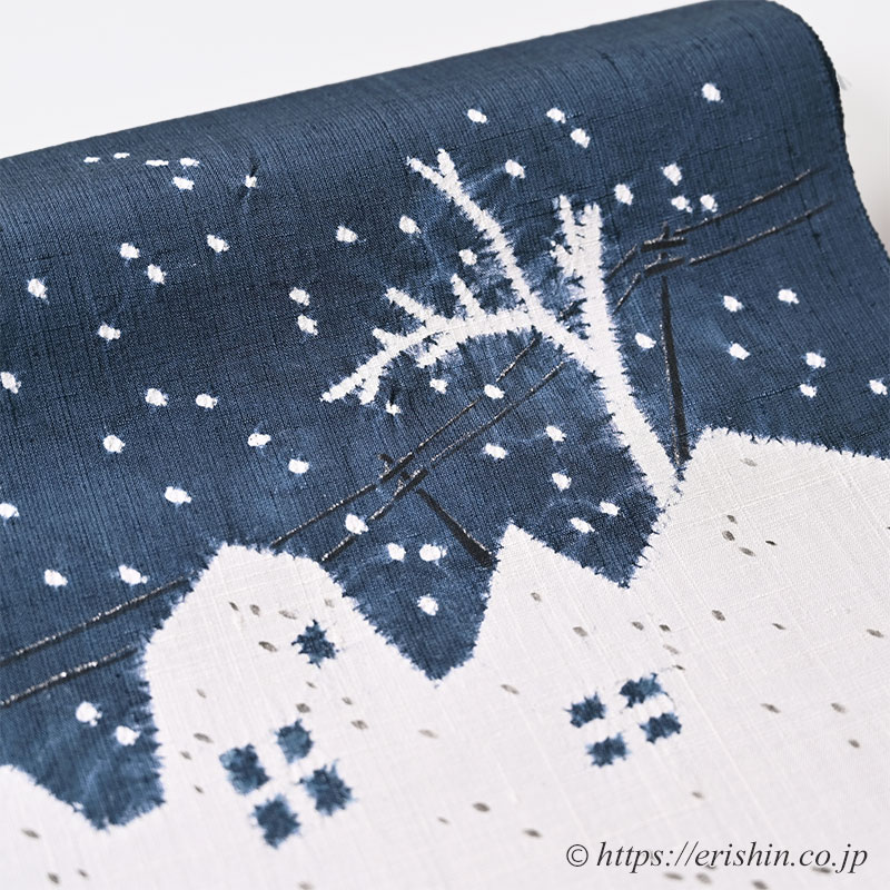 お誂え】森健持 染名古屋帯（吹雪・辻ケ花/紬地）森健持『着物・呉服