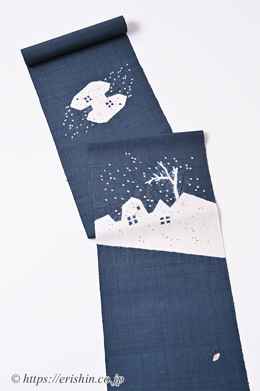 お誂え】森健持 染名古屋帯（吹雪・辻ケ花/紬地）森健持『着物・呉服