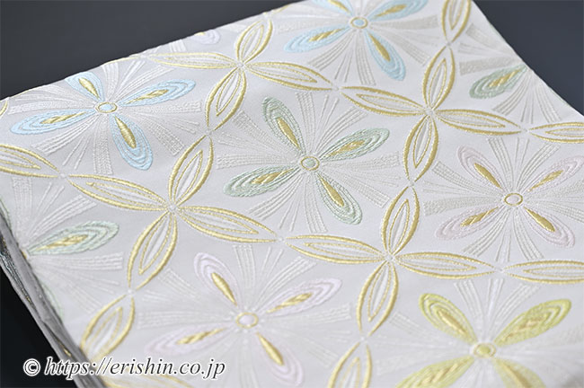 ブランド帯 裂取文様 花菱 花模様 袋帯 着物 022 a p