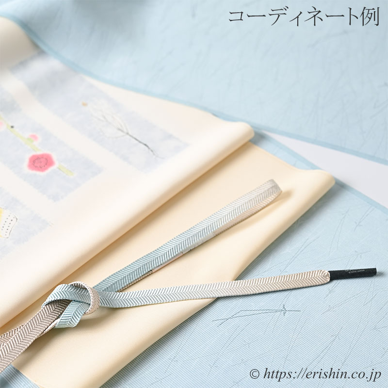 帯締め 笹浪組(香色に薄水色の暈し/金散らし)