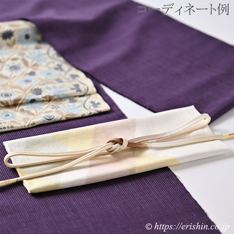 帯揚げ(絞り斜め縞/鳥の子色地に三色段) ※特別価格